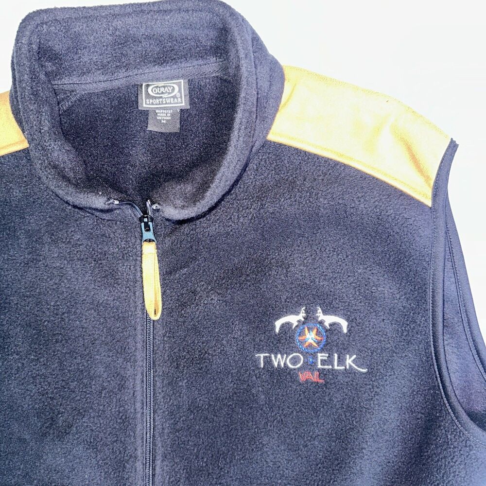 Vtg Men Two Elk Vail Black full Zip Embroidered Y2K Ouray Sportswear CSI medium